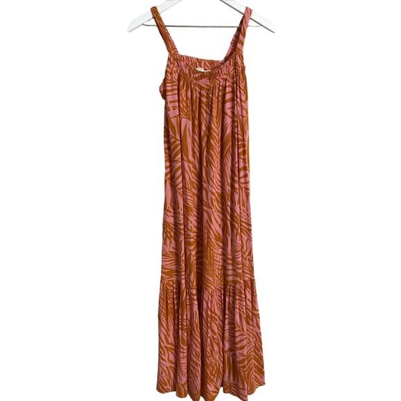 Goa Beachwear‎ By Japna Pink/Orange Palm Leaves Maxi Dress Small - Picture 1 of 8